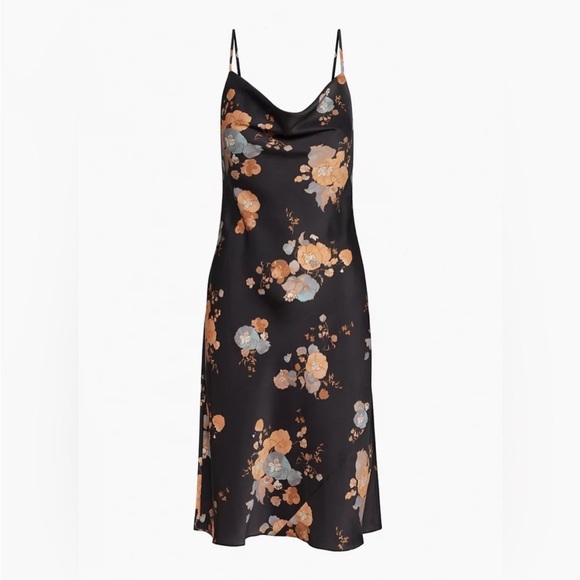 Aritzia Wilfred Only Cowl Neck Slip Dress Black Maplewood - Picture 4 of 10